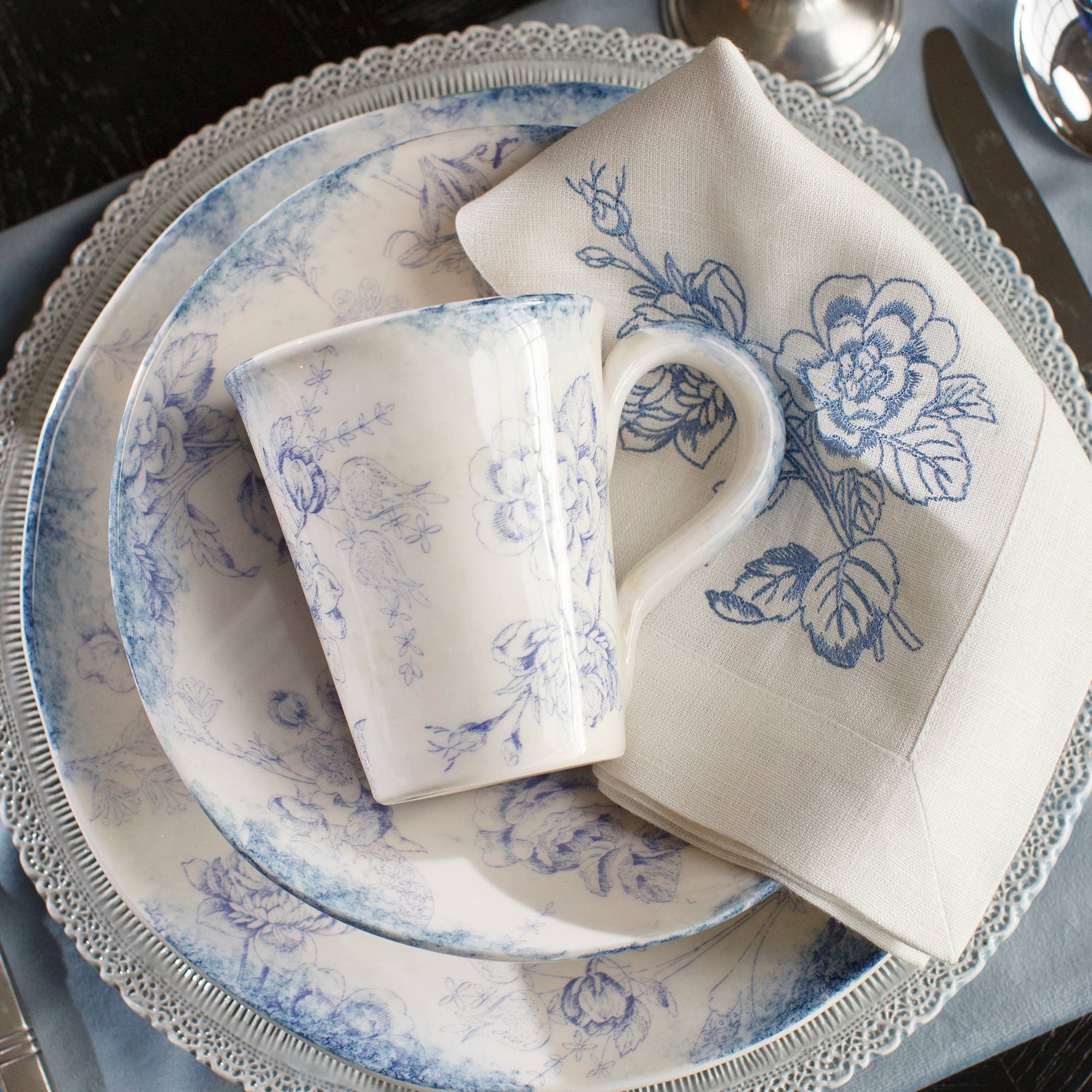 Arte Italica & Crown Linen Designs - Venta al por mayor Taza - Giulietta - Taza, color azul3