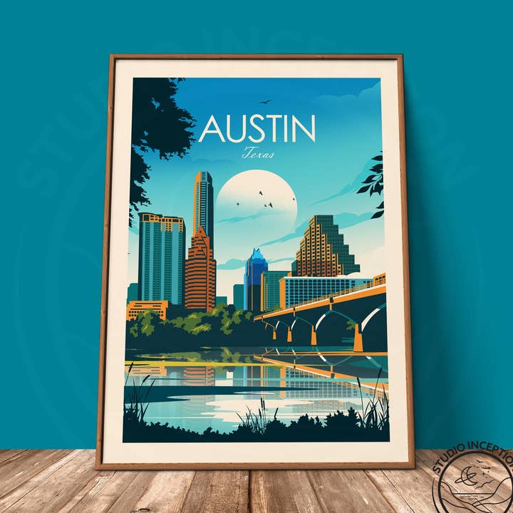 Austin Texas Traditional Style Print for wholesale by Studio Inception