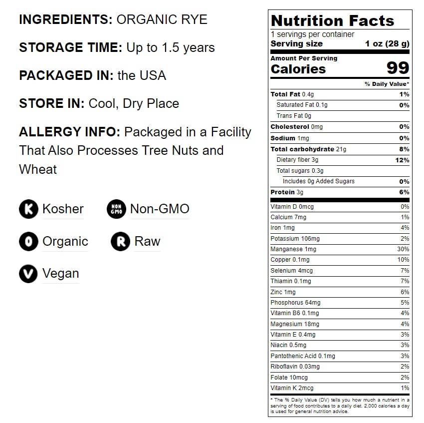 Food To Live – Farinha por atacado – Farinha de Centeio Escura Biológica — Grão Integral, Cru, Terra de Pedra2