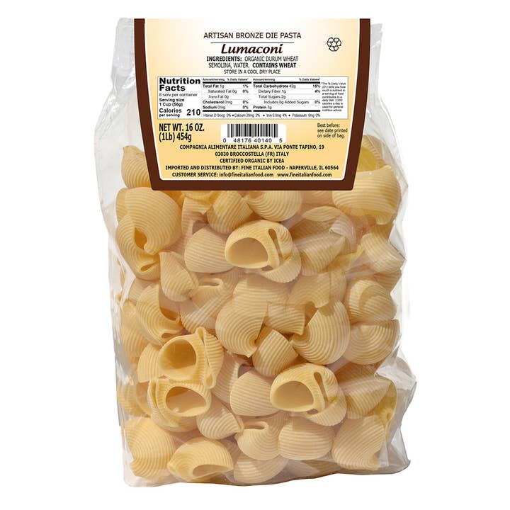 Fine Italian Food - Wholesale Pasta - Mantova Cara Mamma Organic Artisan Lumaconi Pasta, 1 lb.1