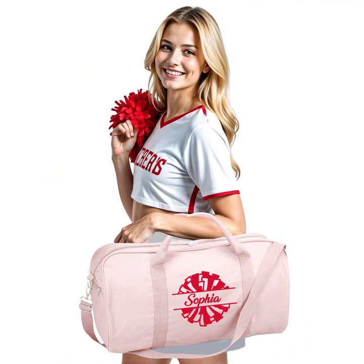 Gradzo - Wholesale Weekender Bag - Women's - Personalized Cheer Duffle Bag – Custom Travel Tote, Pink1