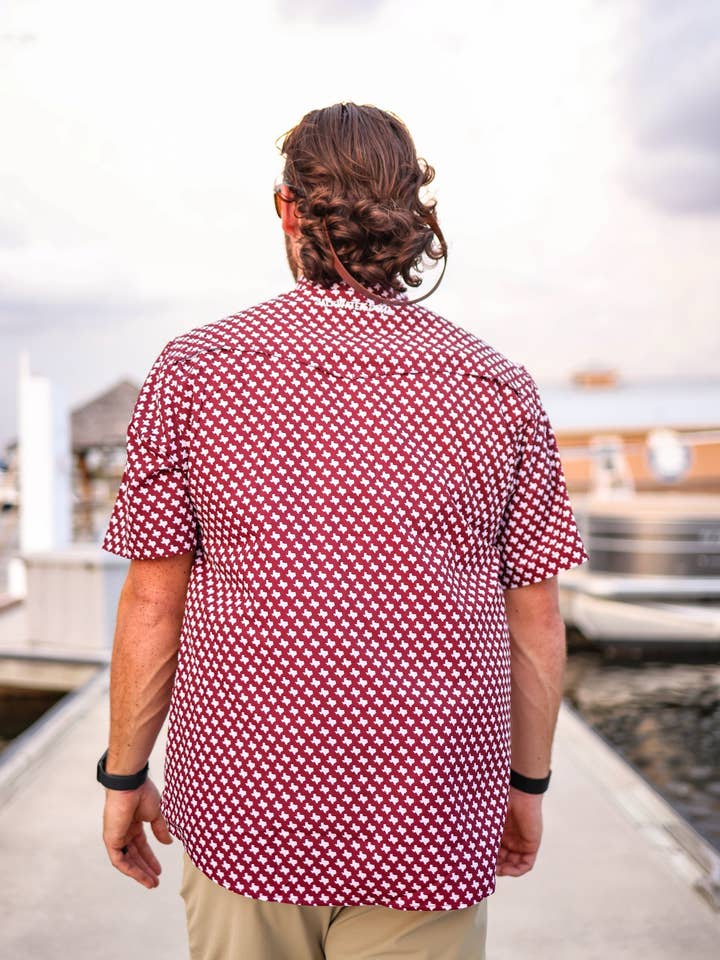 SALT WATER SOUL - Wholesale Button Down Shirt - Men's - The Maroon Pearl Snap Fishing Shirt2