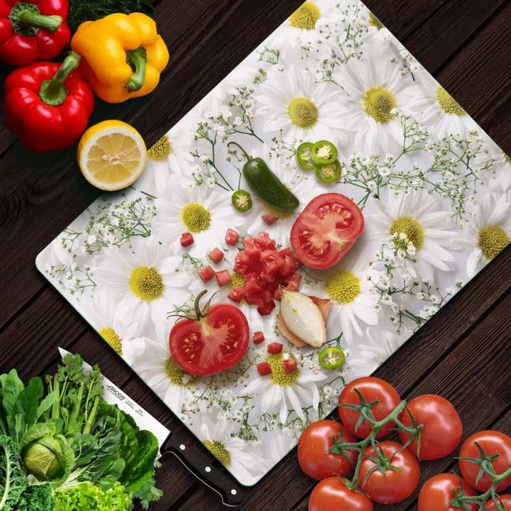 Galerie Vivante - Wholesale Cutting Board - Tempered Glass Cutting Board - Daisies