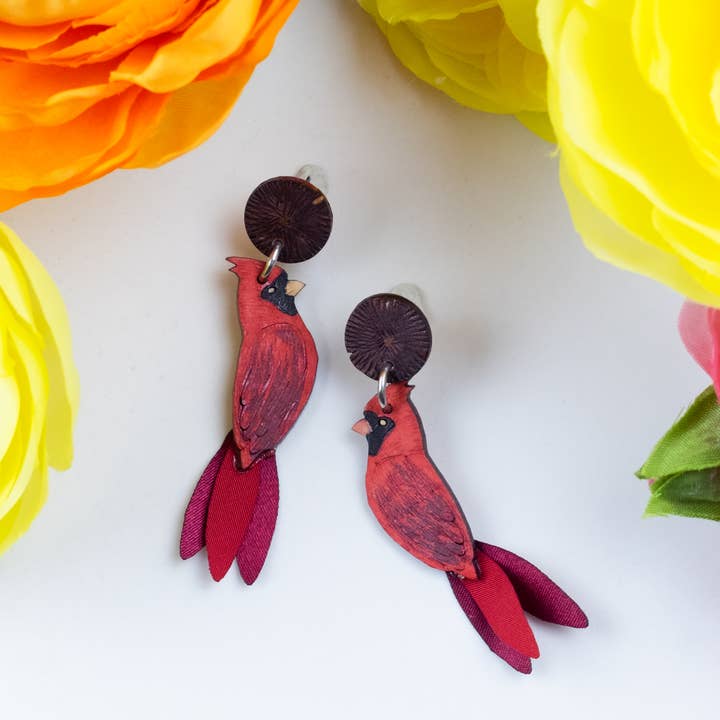 Cardinal Earrings - LG for wholesale by Tulia's Artisan Gallery