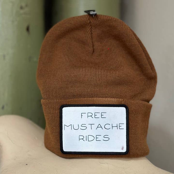 Free Mustache Rides Stocking Hat Beanie for wholesale by Crooked Halo