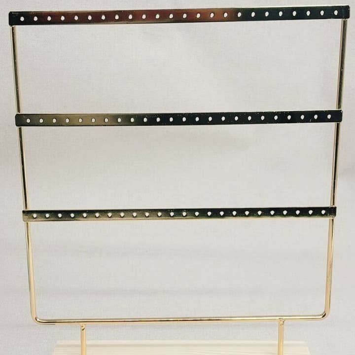 golden Wood and Metal Earring Display for wholesale on Faire0