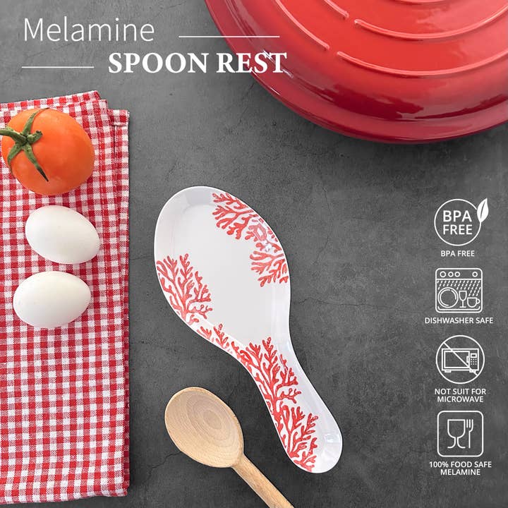 Supreme Housewares - Wholesale Spoon Rest - Red Coral Melamine Spoon Rest