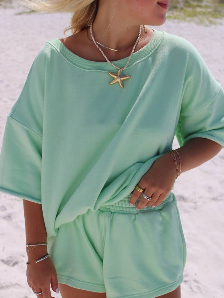 Skipp The Brand - Wholesale Lounge Shorts - Women's - Lime Sweatshorts0