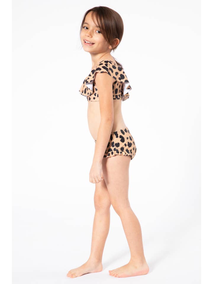 MARINA WEST SWIM – Engroshandel Bikini – til børn – En-skulder-top & Højtaljet - K4711_Leopard1
