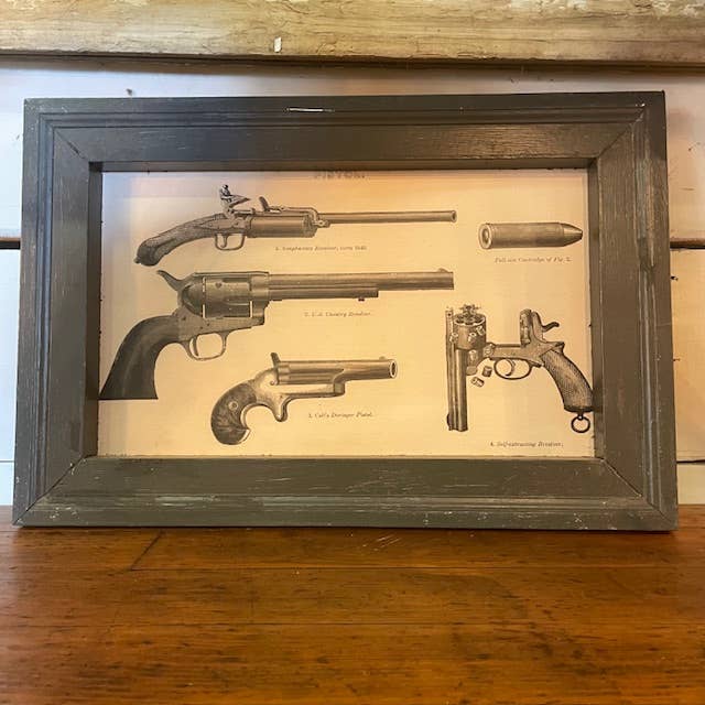 LAND OF COTTON - Wholesale Art Print - Antique Pistols Canvas Framed Print 1