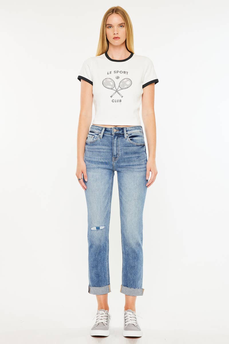 MEDIUM OPEN PACK HIGH RISE CUFFED SLIM STRAIGHT-KC9250M for wholesale on Faire5