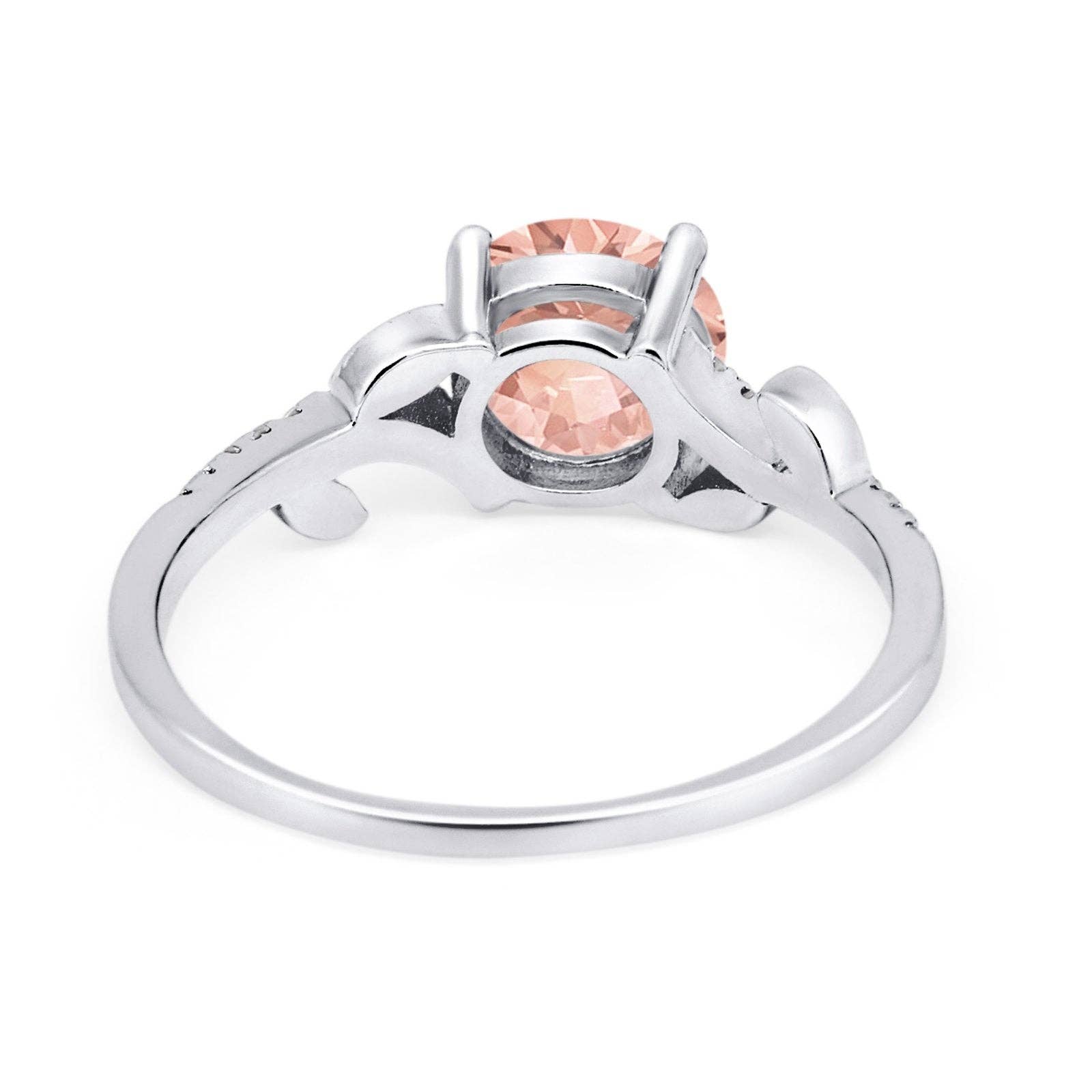 Morganite simulée CZ Bague de mariage style feuille ronde simulée Morganite CZ en vente sur Faire2