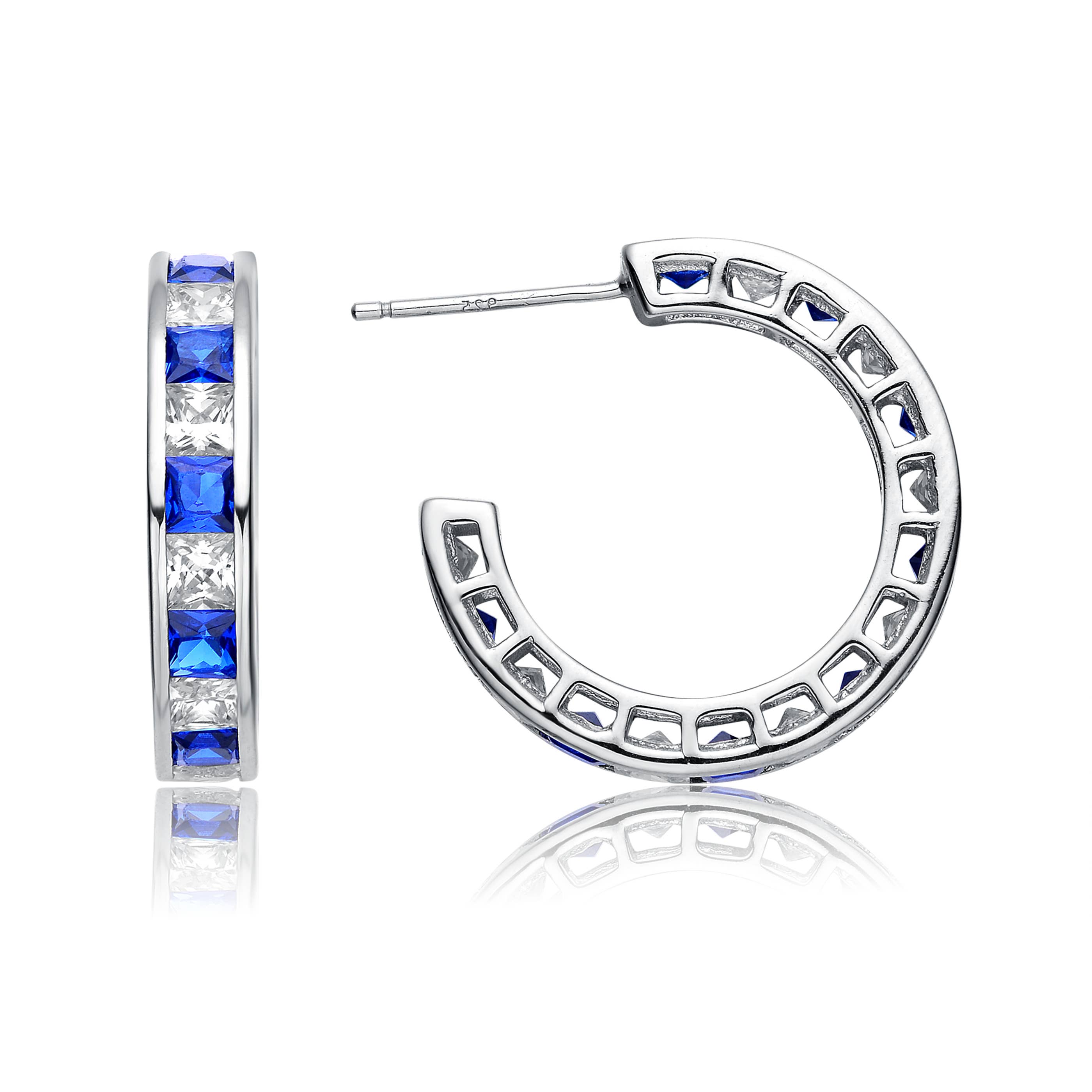 Genevive - Vente Créoles - Superbes créoles en argent sterling avec zircone cubique1