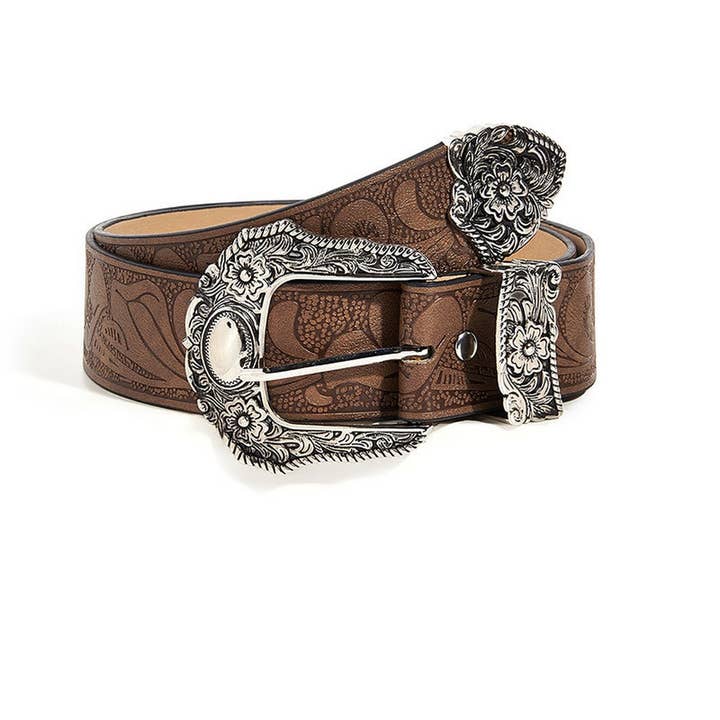 NINEXIS - Wholesale Belt - Women's - CWABE0548_BROWN TEXTURED PRINTED BELT1