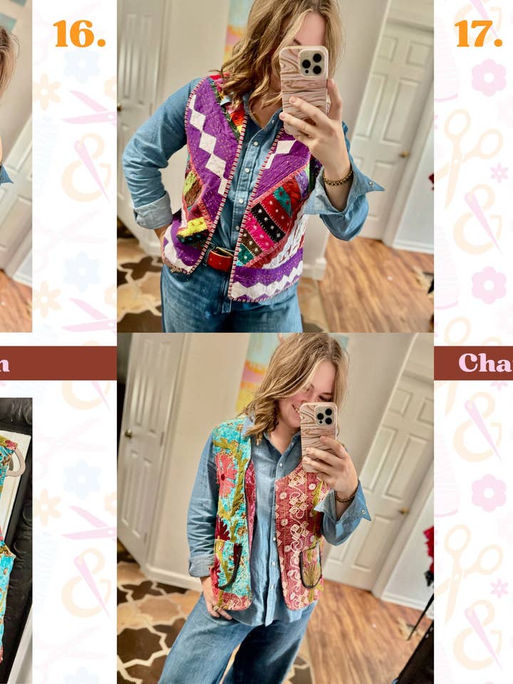 #15-18 : Vintage Stitch Vest for wholesale by Chap and Graham Designs