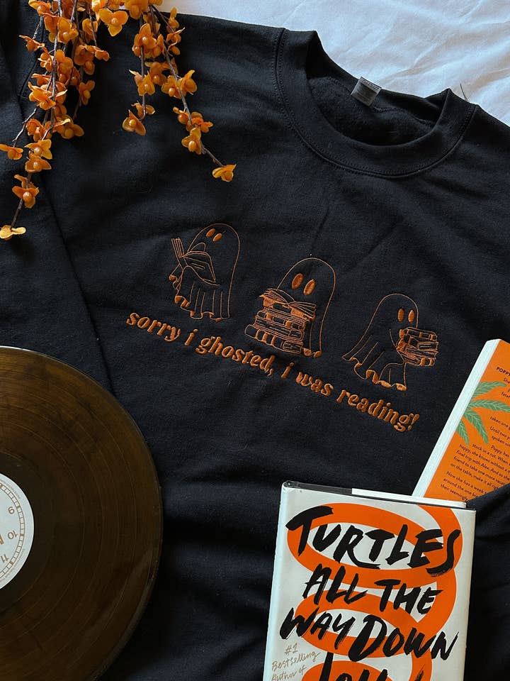 Sorry I Ghosted Halloween Reader Embroidered Crewneck for wholesale by Literary Looks