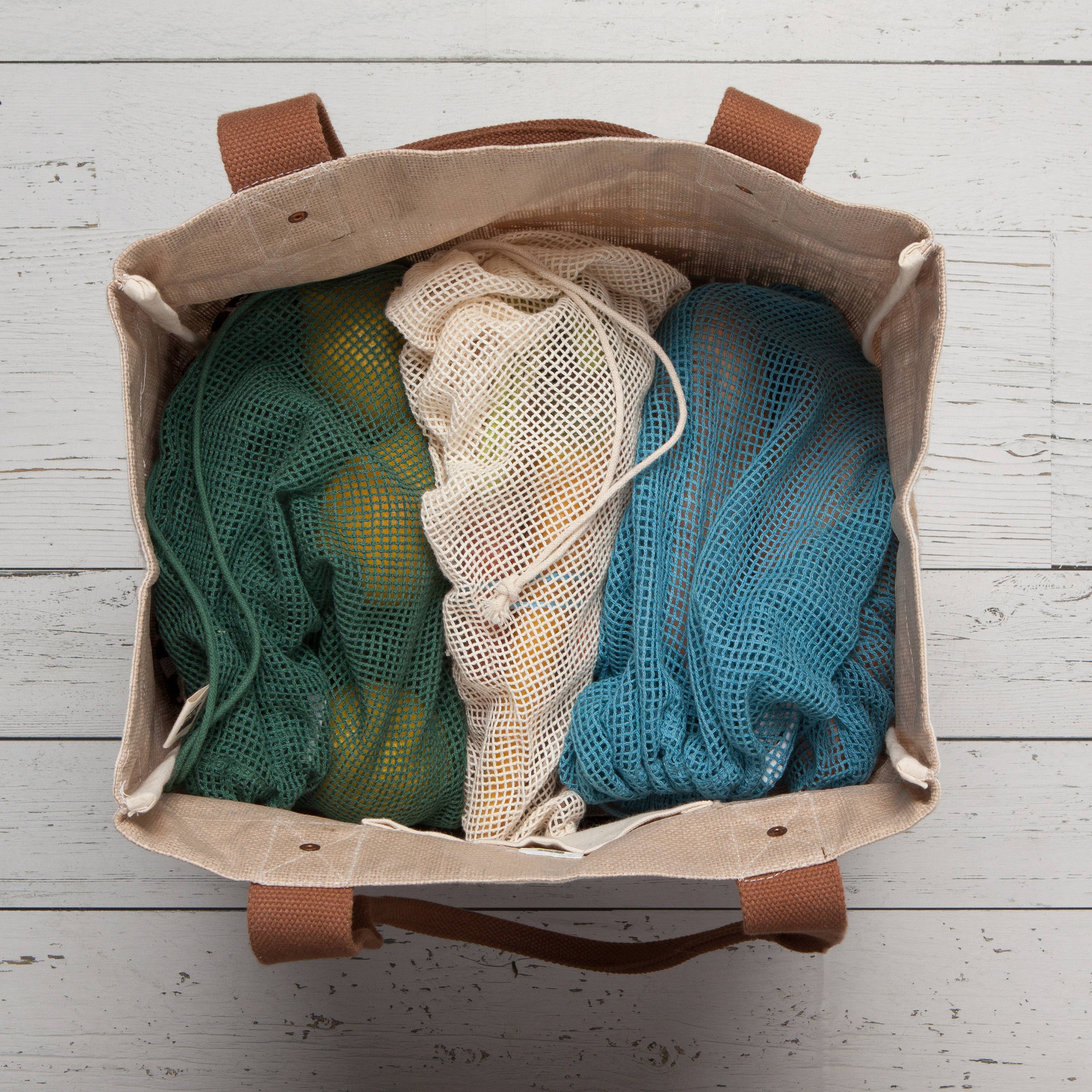 Now Designs by Danica - Wholesale Grocery/Shopping Bag - Le Marche Pine Mesh Produce Bags Set of 32