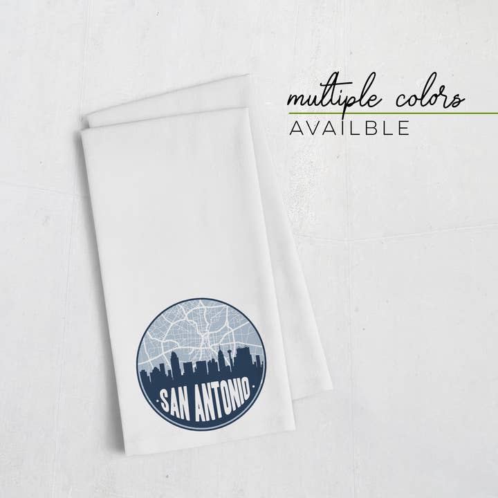 San Antonio Texas city tea towel | choose your color for wholesale by Paperfinch Design