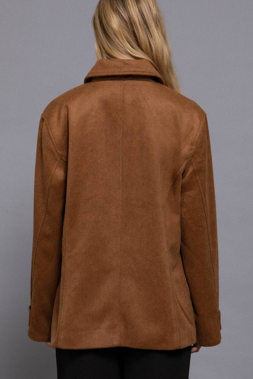 Active Basic | Active USA - Vente Manteau – femme - Manteau en feutre doux à manches longues avec boutons dissimulés à l'avant et rabat21