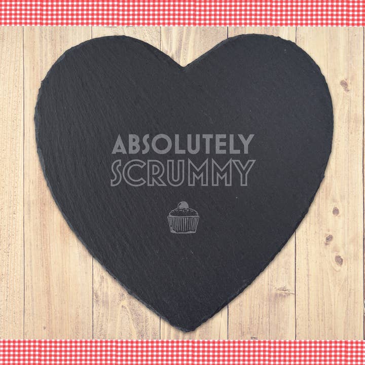 Heart Slate Cheeseboard - ”Absolut Scrummy” för wholesale av CGB Giftware