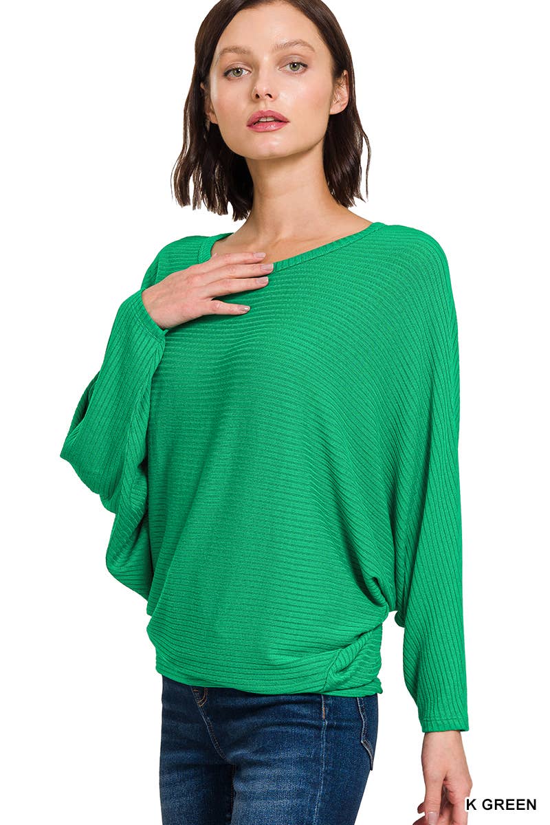 42POPS - Wholesale Knit Sweater - Women's - `.Ribbed Batwing Long Sleeve Boat Neck Sweater16