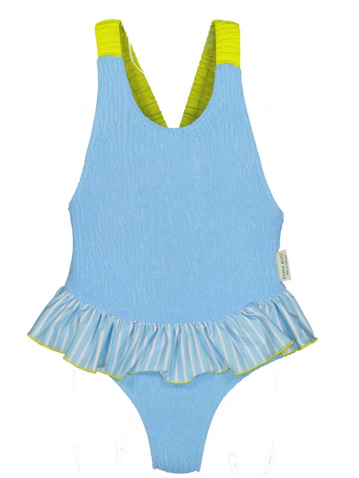 Costume da bagno con volant blu sole per la vendita all'ingrosso da parte di Paperboat