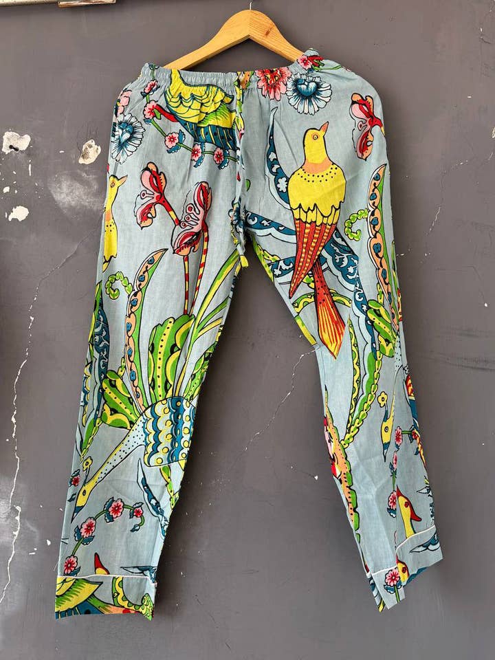 bhavnas boutique - Wholesale Sleepwear Set - Women's - Bird Printed Women Dress Nightwear Suit Party Wear PJ Sets2