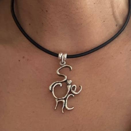 Ciencia - Collar de plata de ley con cuero para venta al por mayor de Stylized Heritage - Word Art Jewelry