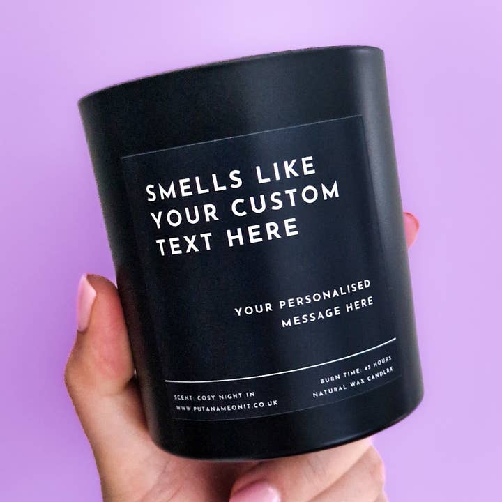Personalised Message Candle. Custom Text Candle for wholesale by Put A Name On It LTD
