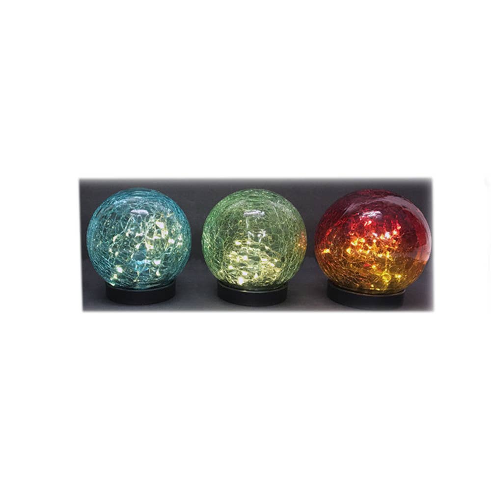 Will's Company - Wholesale Outdoor/Lawn Light - Solar Crackled Glass Globe Ball Light, Set of 2 in 3 colors10