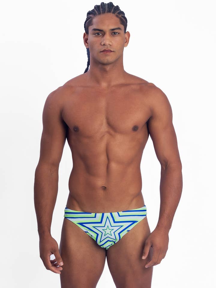 Star Razor Swim Brief - Green for wholesale by Project Claude