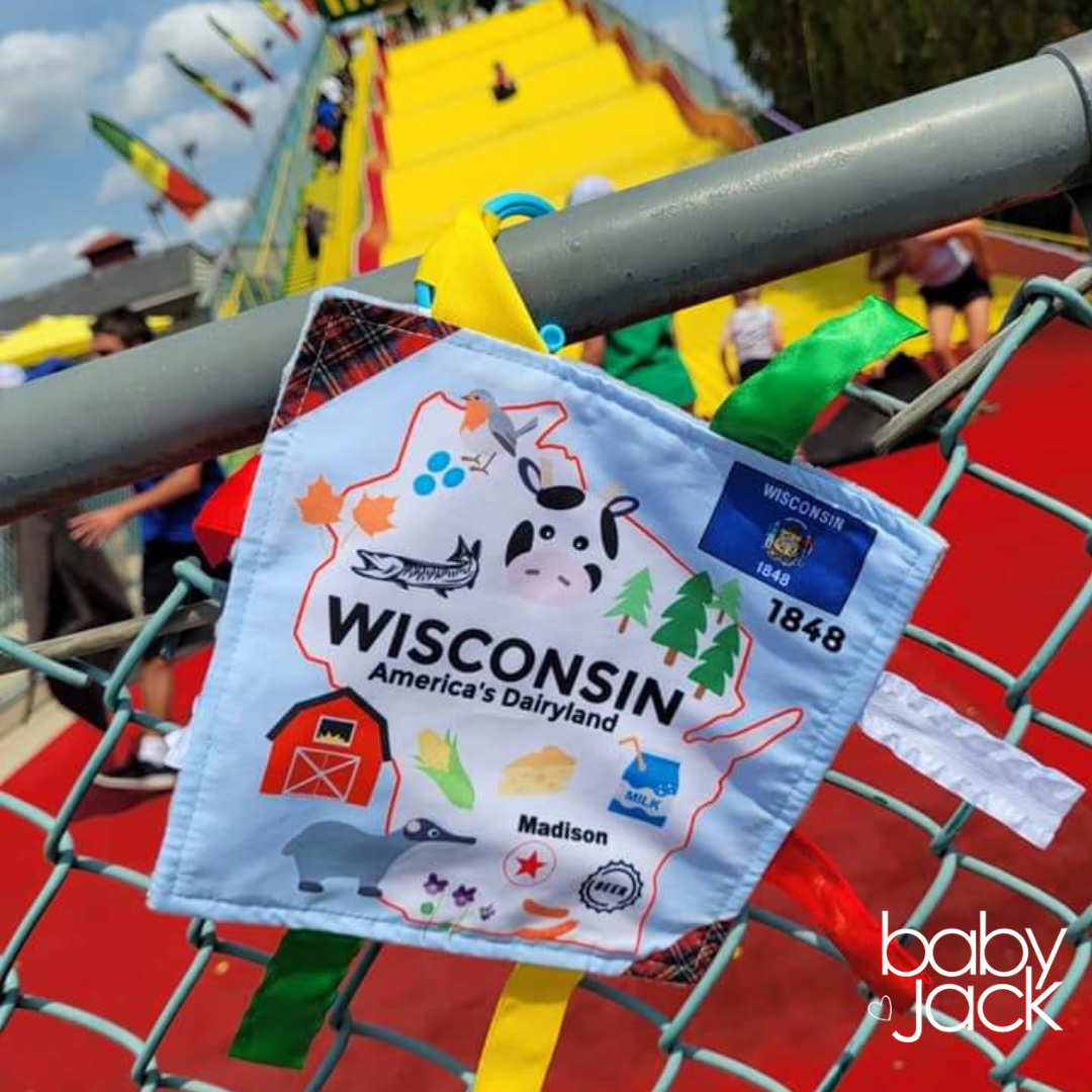 Baby Jack and Company - Wholesale Crinkle Tag Toy - Baby - Wisconsin State Baby Crinkle Tag Square 8"x 8" Toy8
