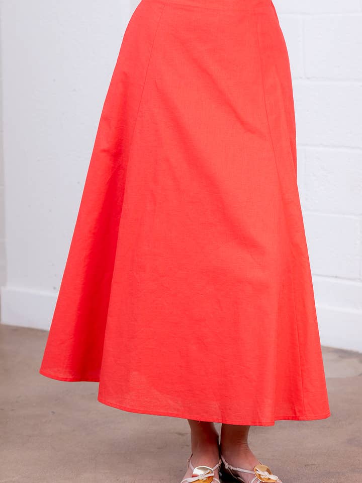 HS55070T-LINEN FLARED LONG SKIRT for wholesale by Taelynn