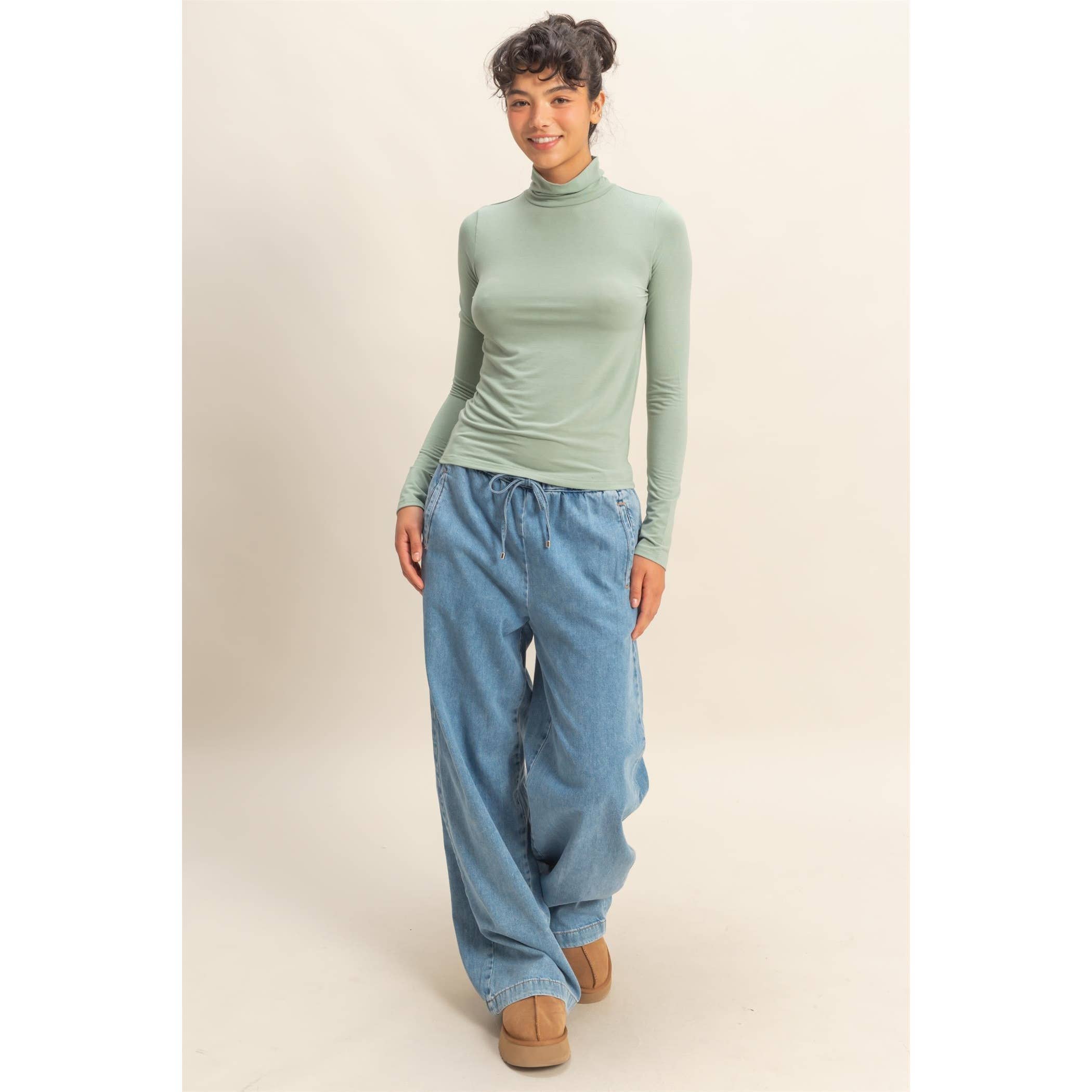 Double Zero - Wholesale Knit Top - Women's - Turtleneck Long Sleeve Fitted Top2