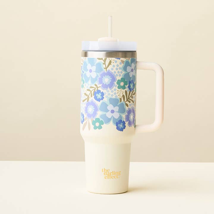 The Darling Effect - Wholesale Insulated Mug/Tumbler - 40 oz Take Me Everywhere Tumbler-Beyond Blooms Blue Green