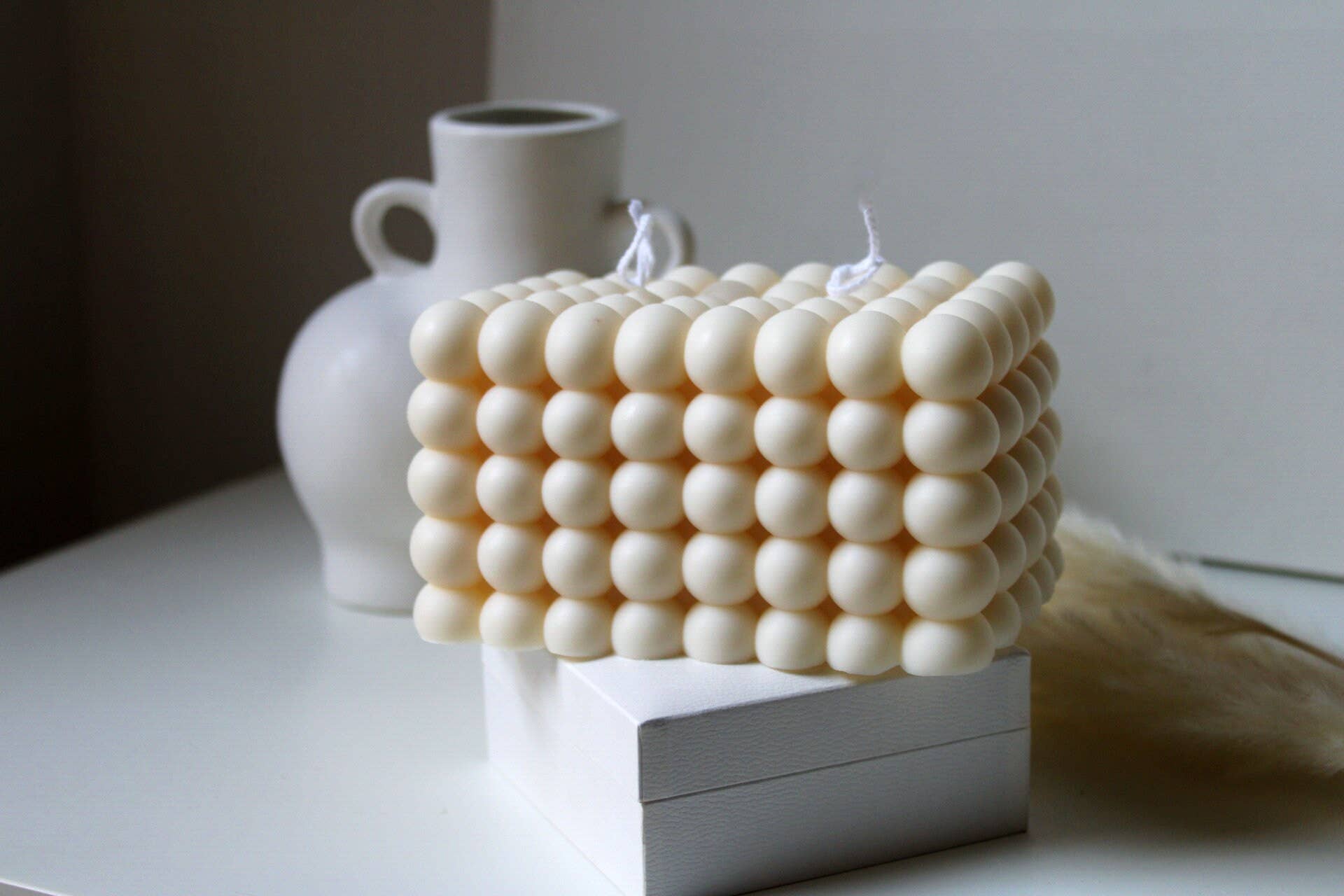 MarneyAsh - Venta al por mayor Velas de diseño llamativo - Vela grande con forma de cubo de doble burbuja, vela de burbujas XL con 2 mechas6