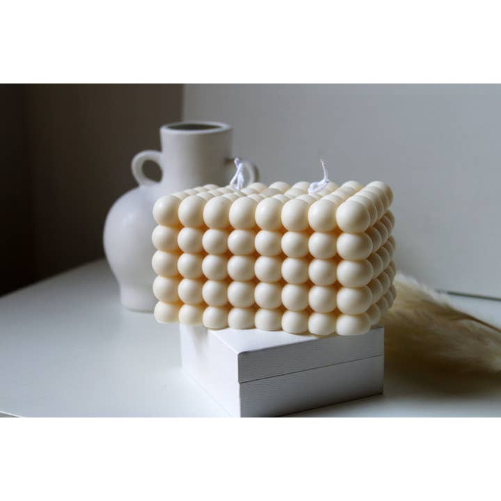 MarneyAsh - Venta al por mayor Velas de diseño llamativo - Vela grande con forma de cubo de doble burbuja, vela de burbujas XL con 2 mechas6