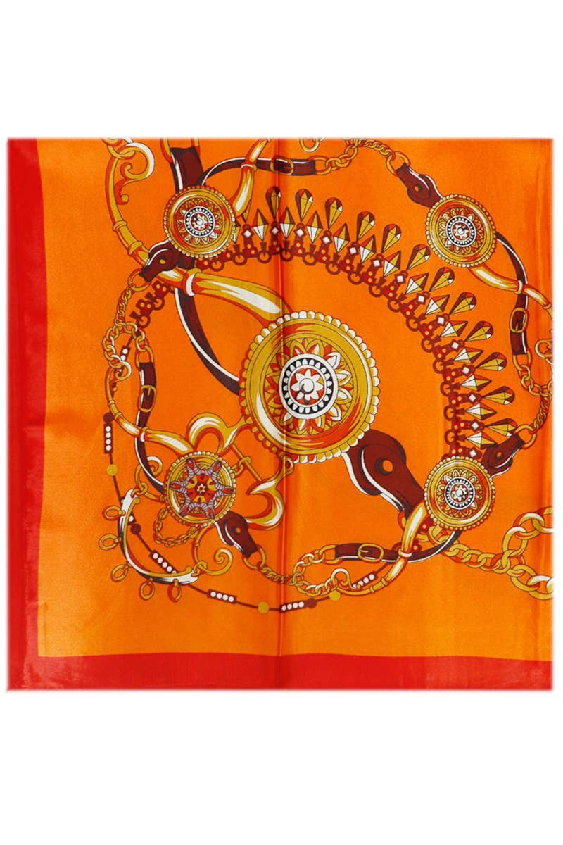 ASSORTED Two Tone Royal Emblem Print Faux Silk Square Scarf for wholesale on Faire8