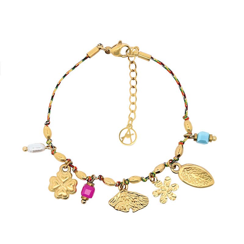 AMORINO SRL - Wholesale Charm/Dangle Bracelet - COLORED THREAD BRACELET WITH CHARMS - YNK24864B11