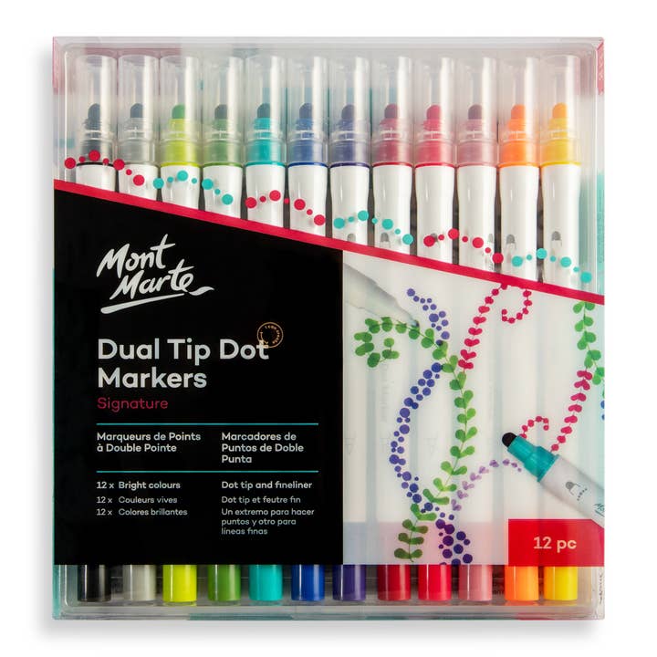 Dual Tip Dot Markers Signature 12pc for wholesale by Mont Marte Usa, Inc.