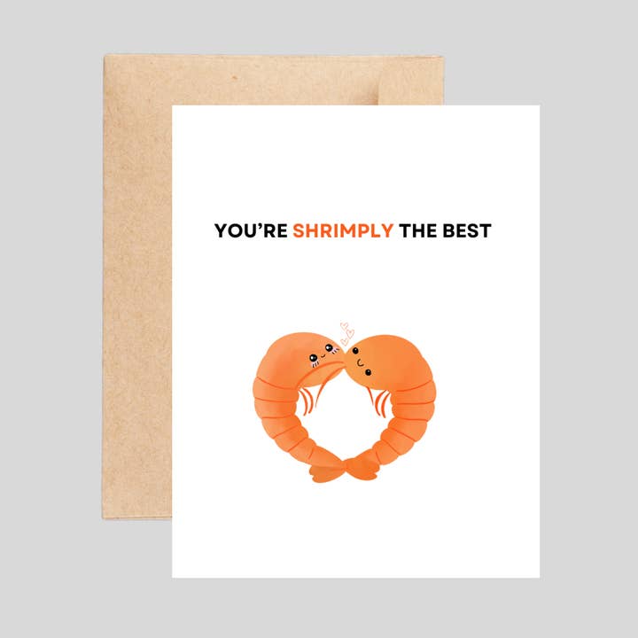 SHRIMPLY le meilleur | Carte d'amour drôle | Carte de vœux avec jeu de mots pour la vente par Momo's Pun