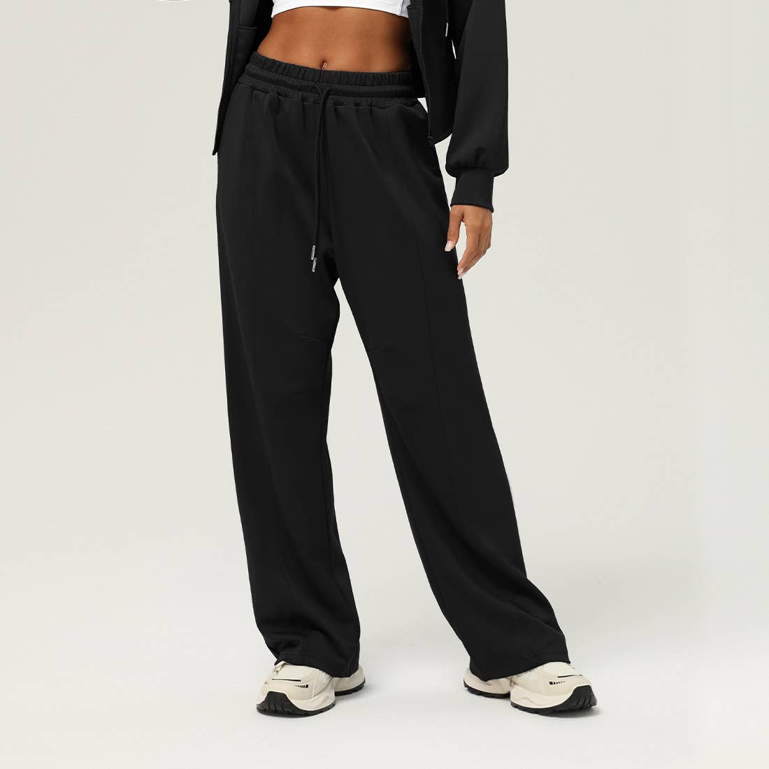 Sodalemon - Wholesale Athletic Pants - Women's - Drawstring Pockets Wide-Leg Straight Sport Pants3