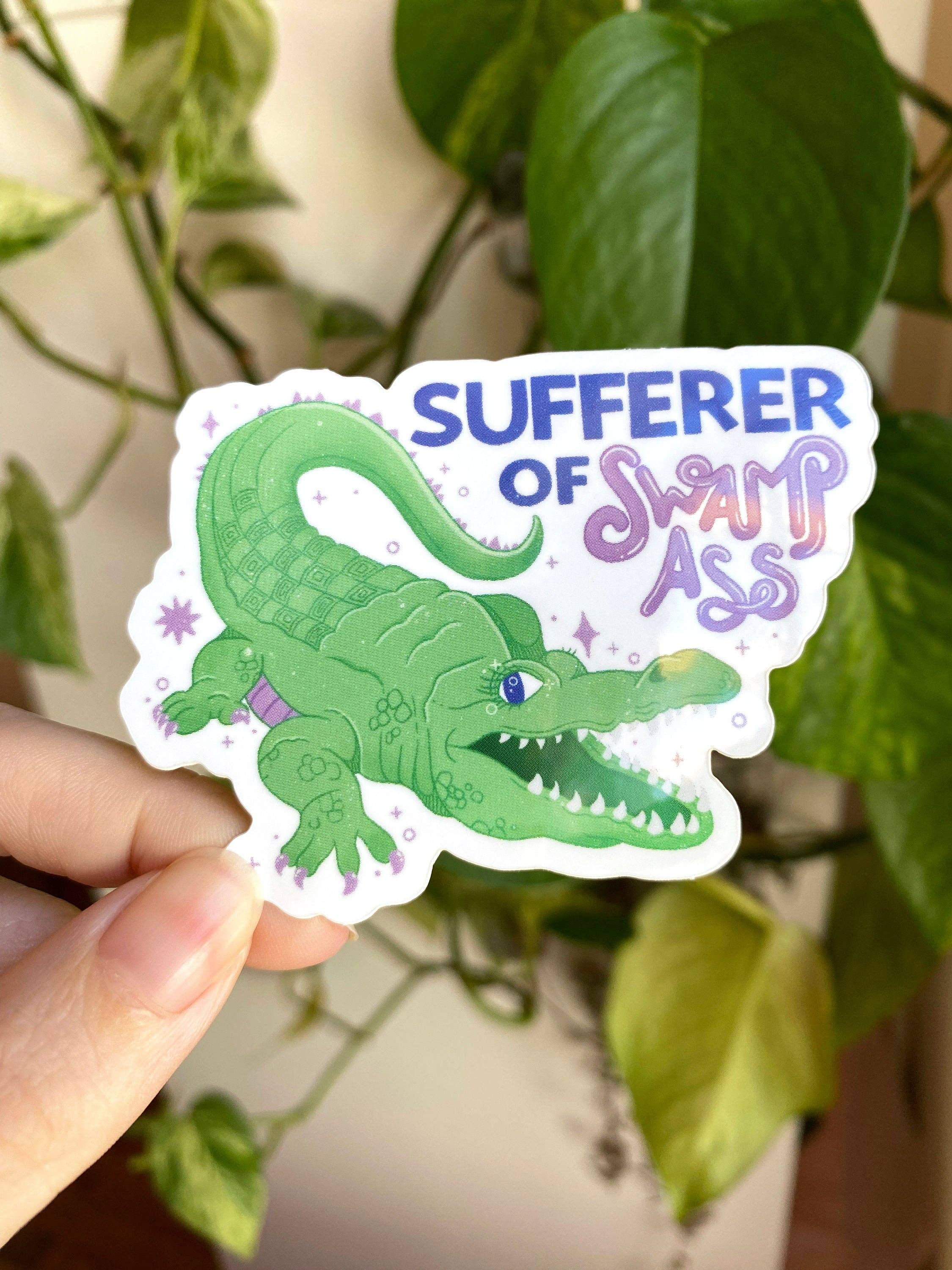 sufferer of swamp ass sticker for wholesale by lu bremer design