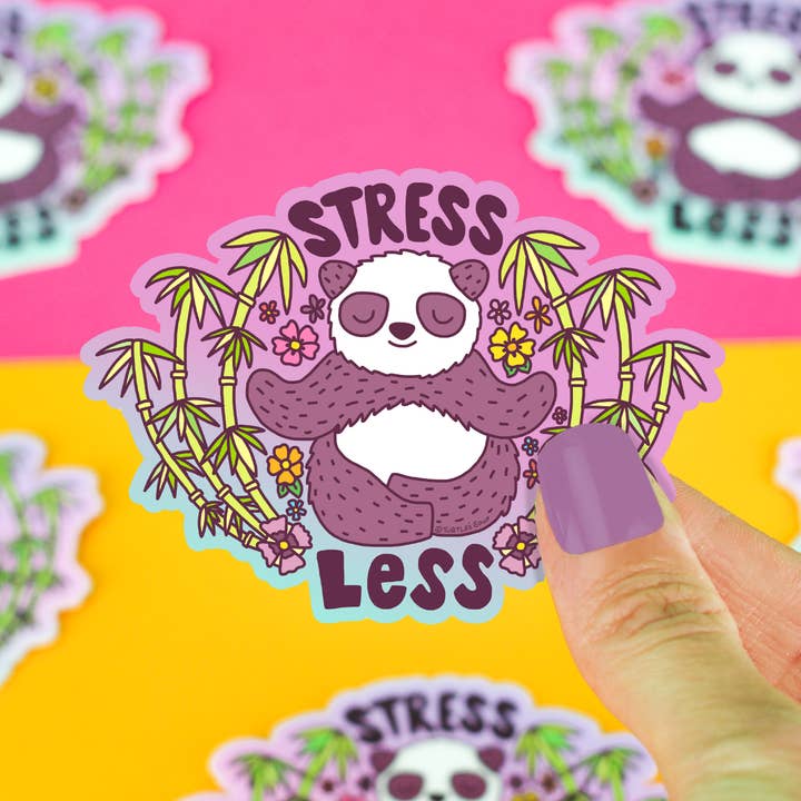 Turtle's Soup - Wholesale Sticker - Stress Less Panda Stress Free Yoga Meditation Vinyl Sticker