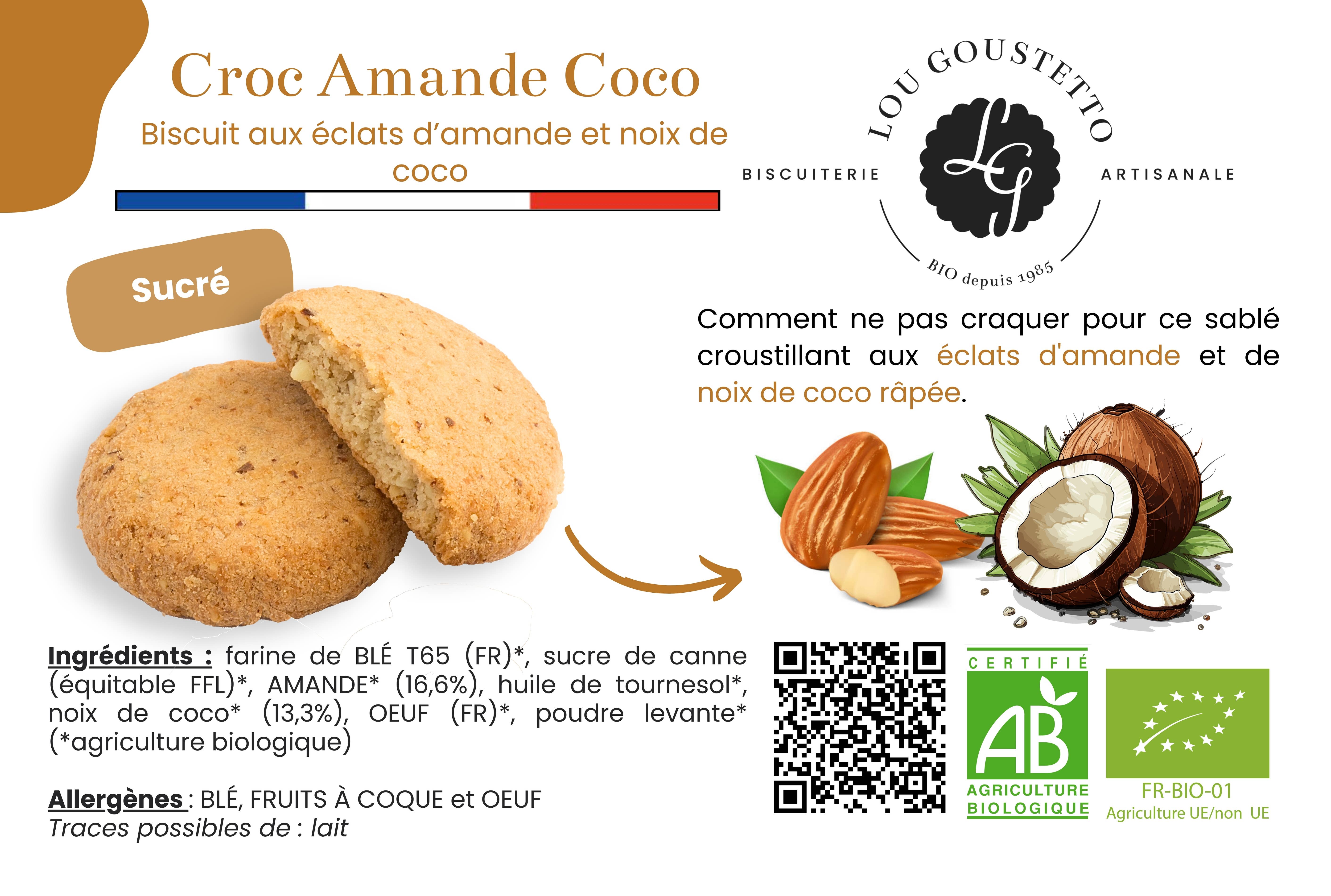 Lou Goustetto - Wholesale Cookie - Plasticized product sheet - Croc Almond Coconut0