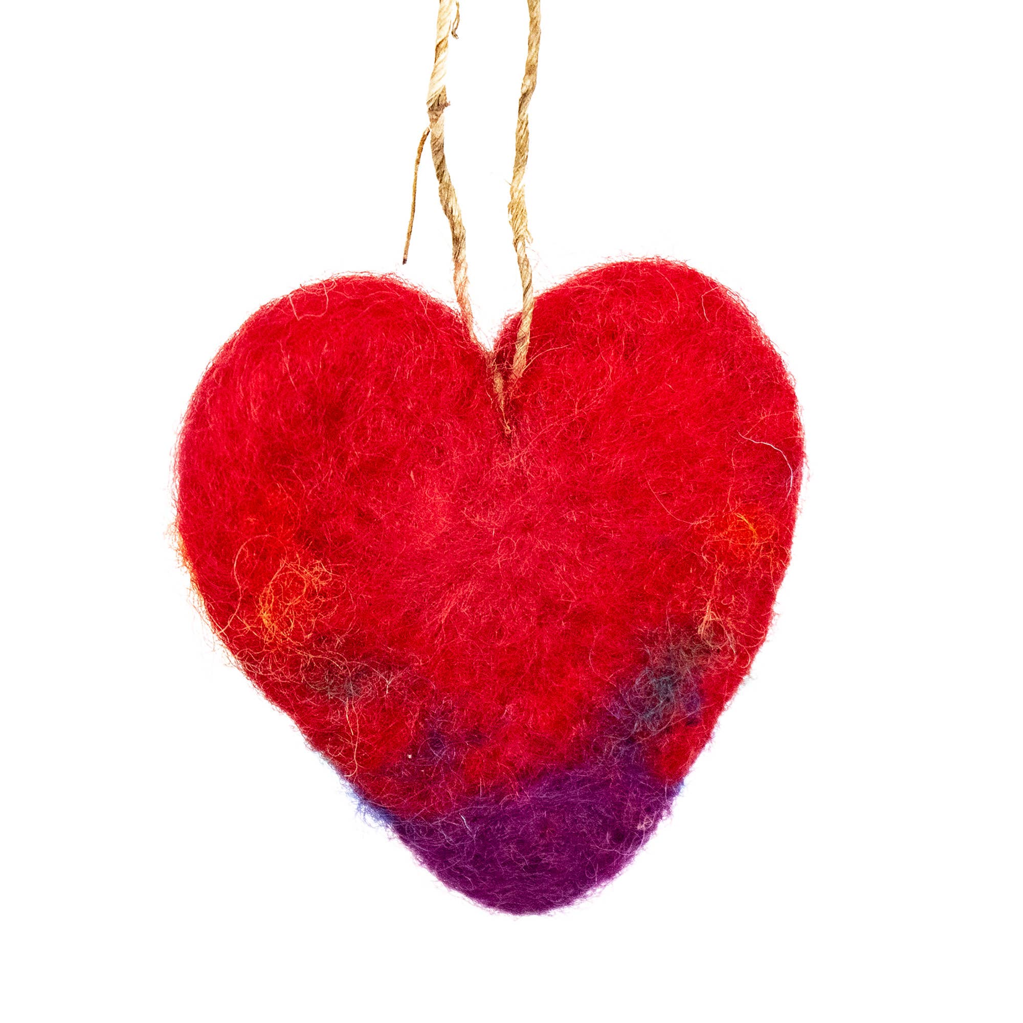 Global Crafts - Wholesale Ornament - Rainbow Needle Felt Heart Handmade Felt Ornament2