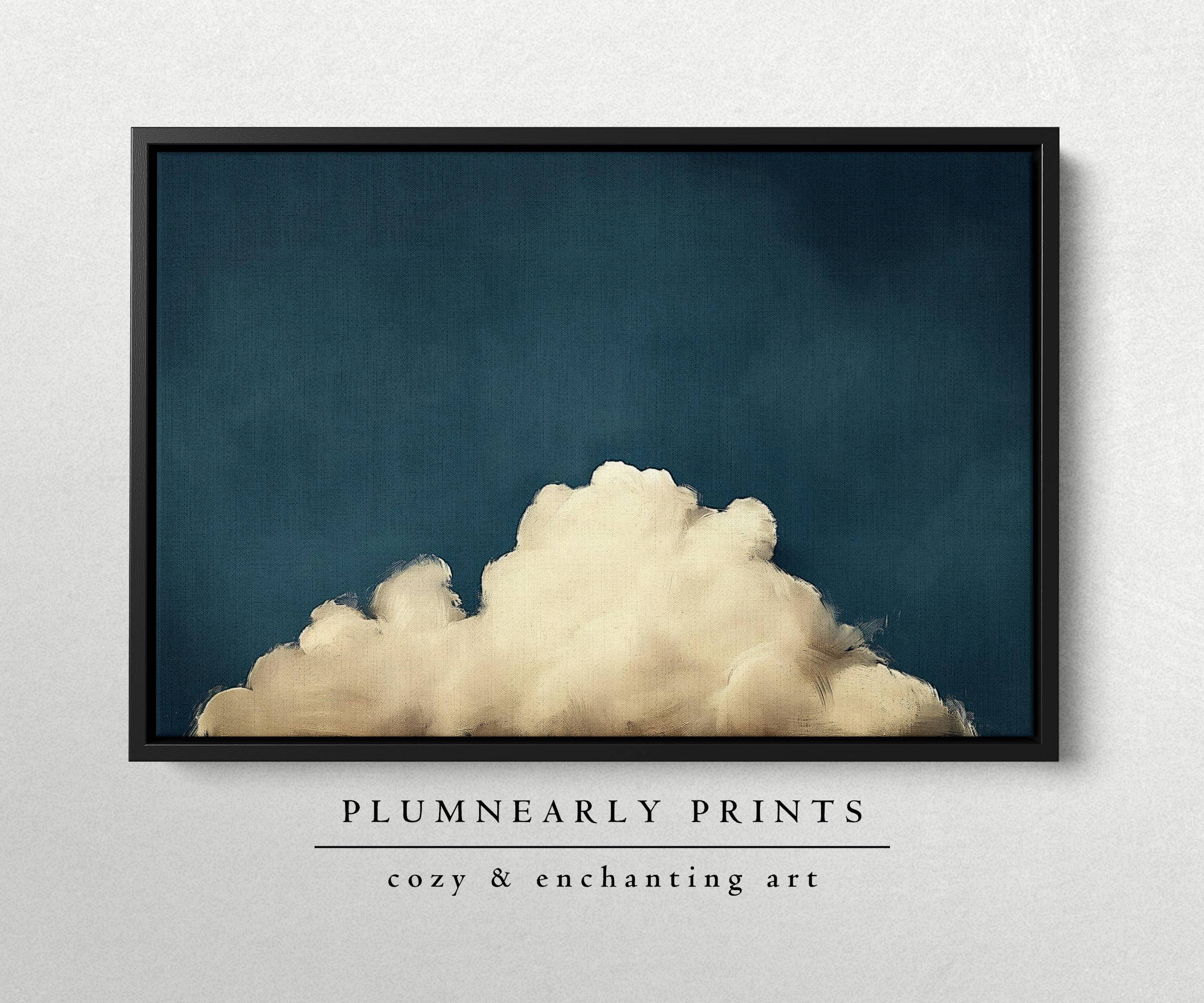 Plumnearly Prints - Wholesale Canvas Art - Indigo Blue Beige Cloud Oil Painting Framed Canvas Art 153