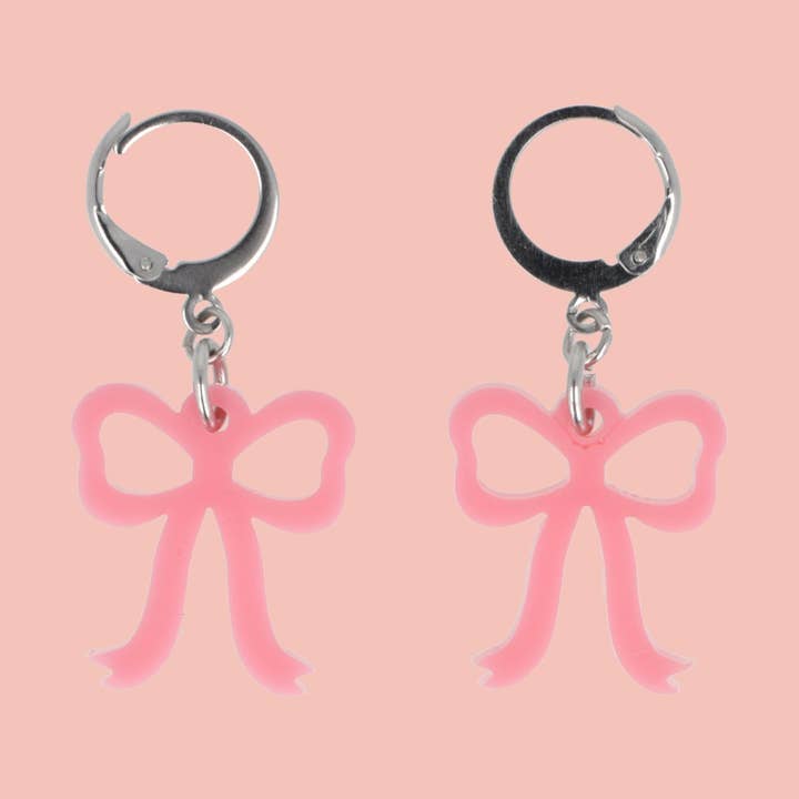 Aros pequeños tipo argolla con lazo rosa para venta al por mayor de Sour Cherry