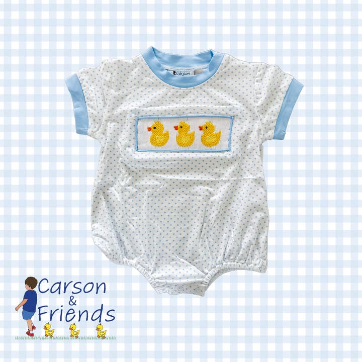 Carson and Friends Smocked Duckies Bubble for wholesale by Carson & Friends