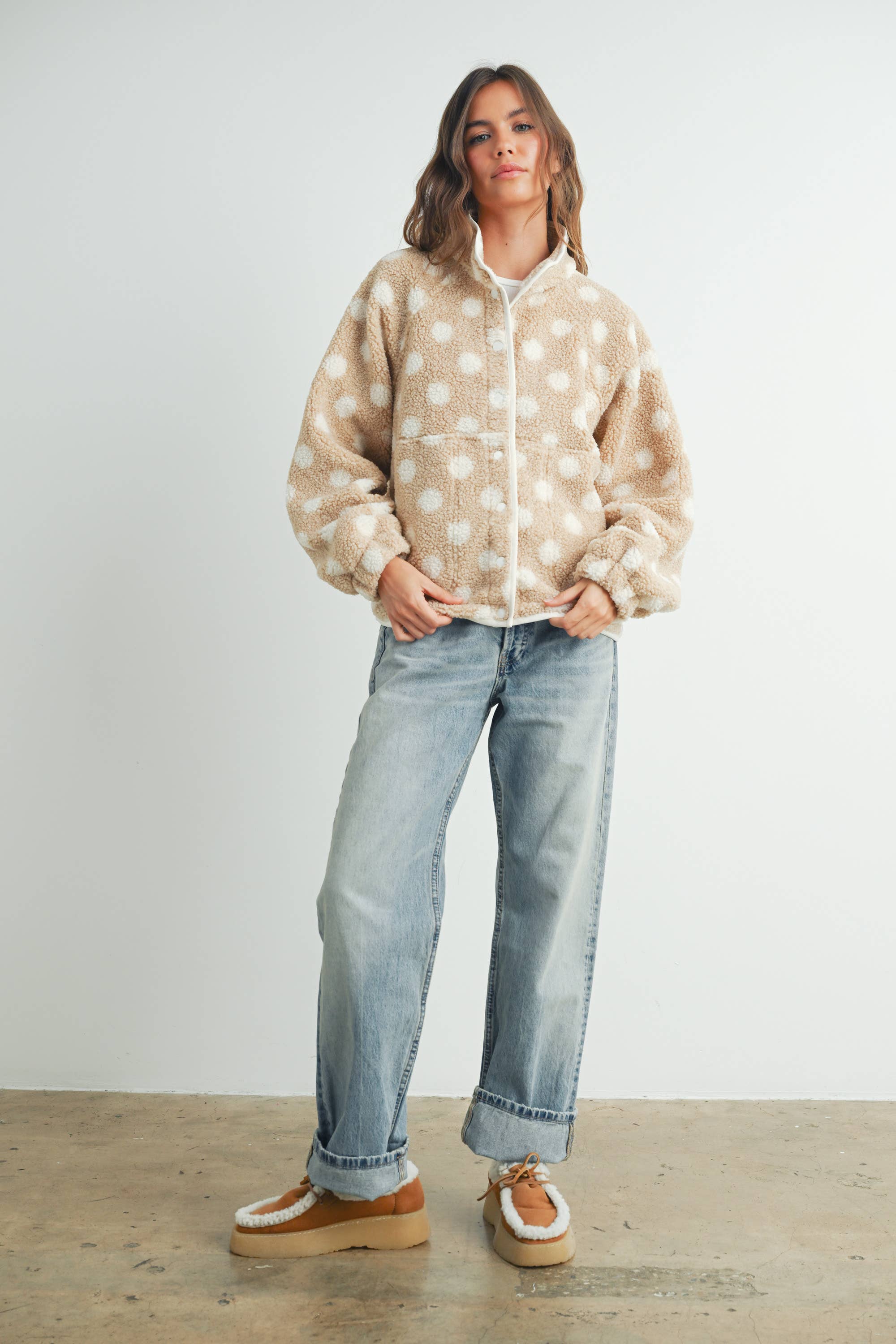 BUTTERMELON - Wholesale Jacket - Women's - Fall/Winter Polka Dot Button Down Jacket - BMJ742021